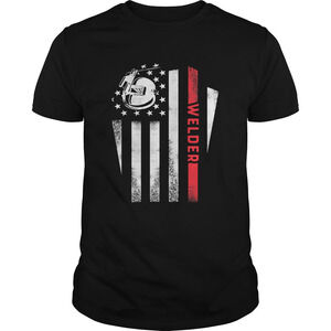 Welder American Flag Red Black White Shirt